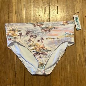 NWT Freshwater Tropical Print high leg high waisted swim bottoms